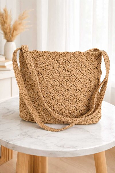 KIVANÇ BEBE El örgüsü yelpaze model kağıt ip çanta