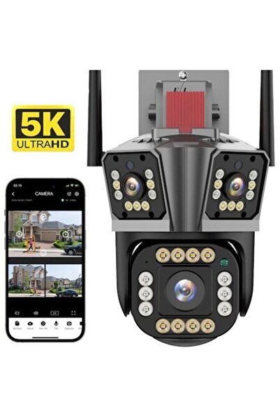 Visoli Camera de Supraveghere Tripla WIFI Visoli® P11 Pro, 12MP Rezolutie 5K,...