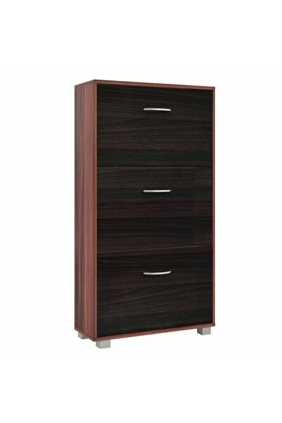 Casaria Shoe Cabinet, Cabinet Type, 3 Shelves, MDF, Dark Brown, 115x60x24cm