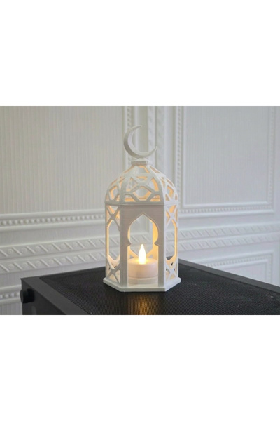 California ST Ramazan Dekoratif Ay Yıldız Fener – Pilli LED Mum Hediyeli – Ma...