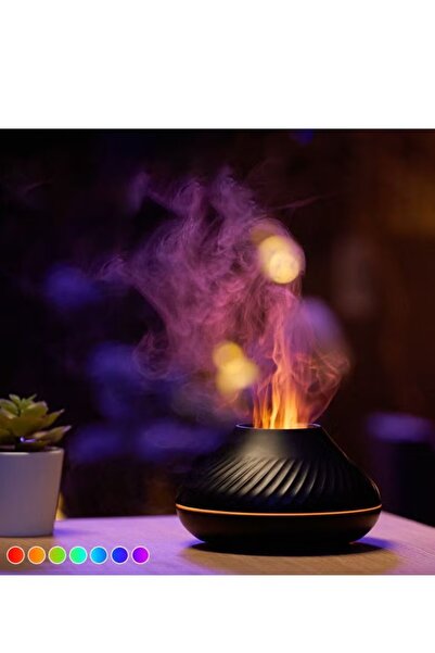 Mi VAZA مرطب هواء سعة 130 مل - موزع روائح بنمط اللهب المقلد - إضاءة بسبعة ألو...