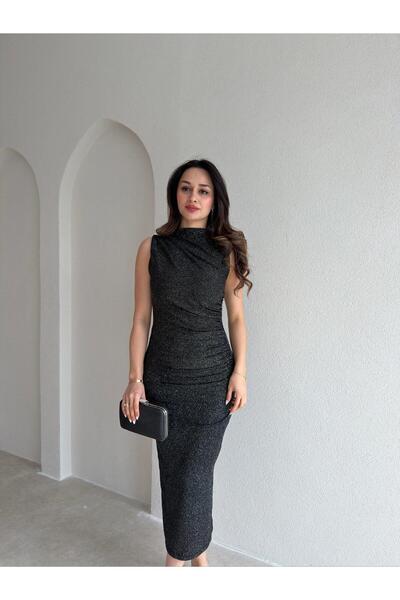 Mooi Butik Huxley Glittery Midi Dress 5933 - Anthracite