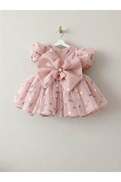 HOBİ Floral Embroidered Girls' Princess Dress – Flower t Tulle Detail Birthda...