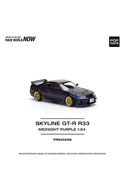 pop race 1 :64 Nissan Skyline GT-R R33 Midnight Purple Diecast Model Araba