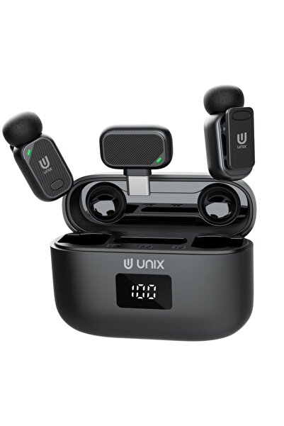 unix International ميكروفون لاسلكي MC4، علبة شحن، مستقبل من النوع C، مدى 20 م...