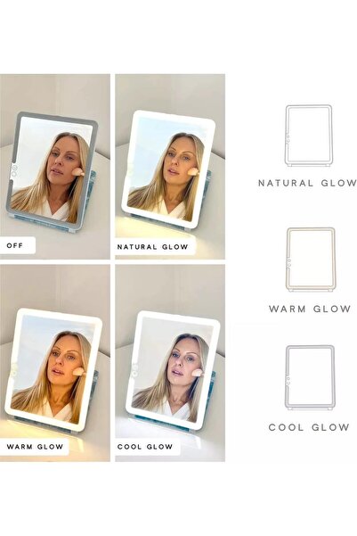 SENSSTEKSTİL Sensse Glow Up Mirror, 27x19 cm, LED Touch Light Technology, Blue Color
