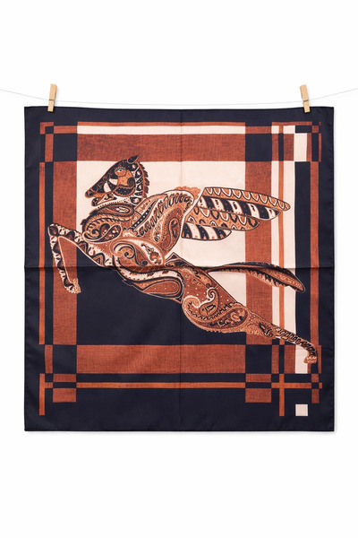 AGAPI Eșarfă din satin Pegasus cu model 50x50 cm – Bleumarin, maro, eșarfă el...