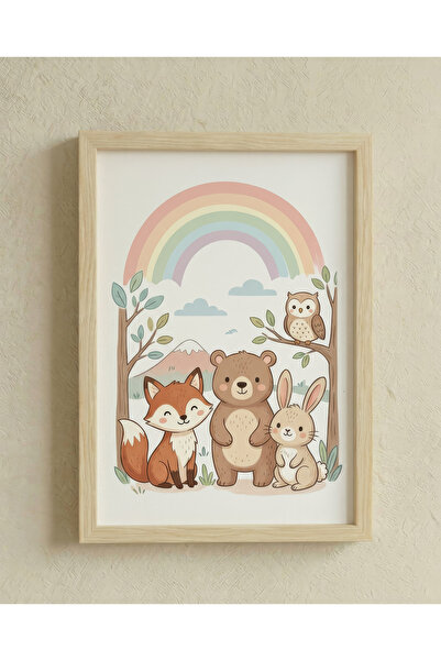 huhuli Montessori Educational Chart Wooden Framed Chart Baby Kids Room Wall D...