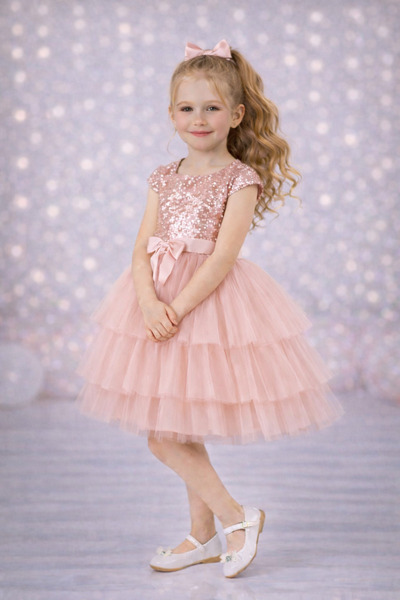 RUMİ KİDS Kız Çocuk Tokalı Kollu Abiye Parti Doğumgünü Elbisesi Eteksiz