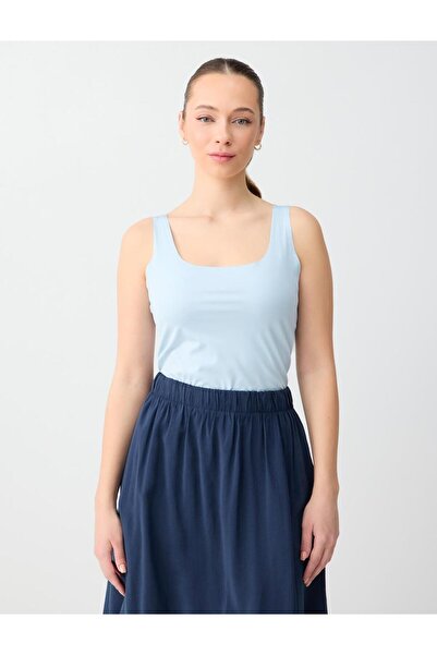 Jimmy Key Sky Blue U-Neck Slim Fit Knitted Undershirt