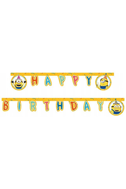 Minions Ghirlandă decorativă cu semn de ziua de naștere FS, galbenă, 200 cm