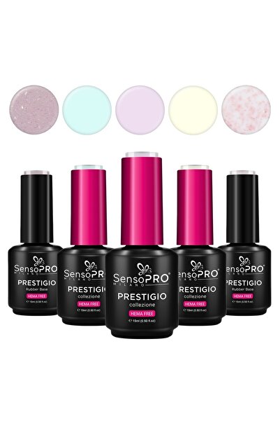 SensoPRO Milano Set of 3 Semi-Permanent Nail Polishes & 2 Rubber Base PRESTIG...