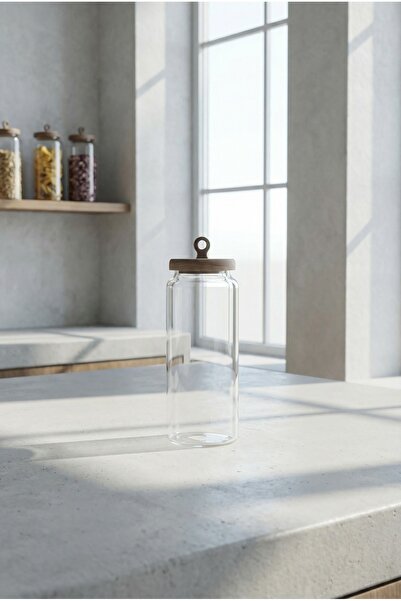 ACAR Arlina Acacia Glass Jar with Lid - 29 cm