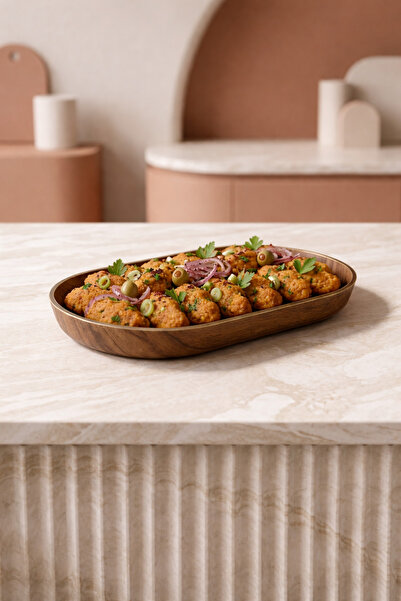 CASTEROLİ Acacia Look Kayak Presentation Plate 28 X 15.5 X 2.5 cm Multi-Purpo...