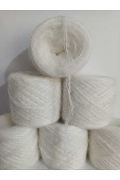 İPEK YÜN İPLİK DÜNYASI نسيج أنغورا خيط حياكة 4 طبقات (أبيض، إكرو) مزيج 100 جرام
