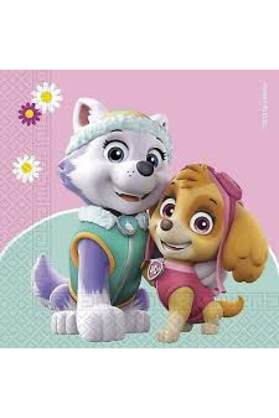PAW PATROL Set of 20 Skye And Everest table napkins 33x33cm 33x33 Pink