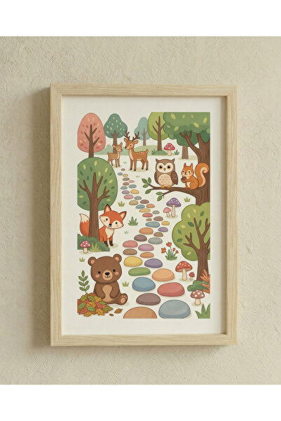 huhuli Montessori Educational Chart Wooden Framed Chart Baby Kids Room Wall D...