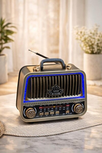 MEMİTA Everton RT-770 LED Işıklı Nostalji Radyo Bluetooth, USB, TF Kart Deste...