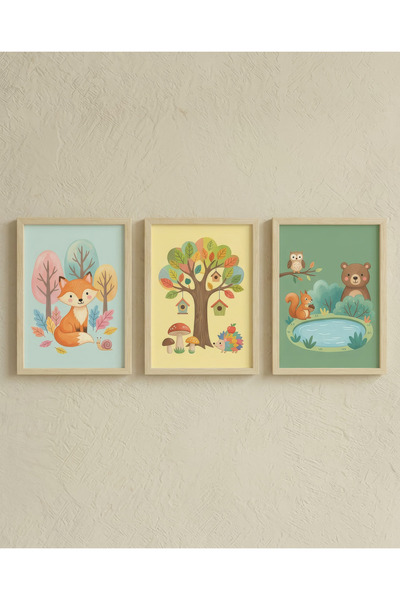 huhuli Montessori Educational Chart Wooden Framed Chart Baby Kids Room Wall D...