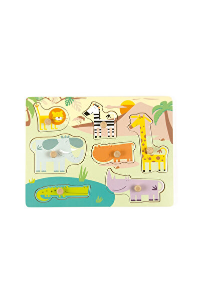 ANDREU TOYS Σαφάρι Ένθετο Ξύλινο Παζλ, 7 Κομμάτια Πολύχρωμο