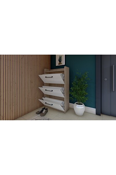 ASGO Shoeva Düşer Kapak Ayakkabılık 3 Raflı Ayakkabılık