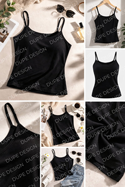 Dupe Design Women's Rope Strap Tank Top, Body Black Tank Top
