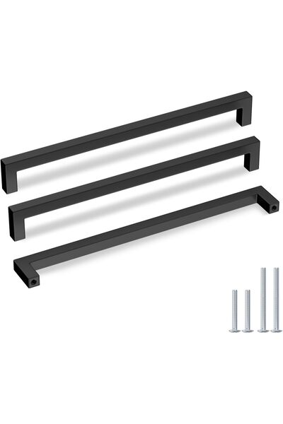 Goldenwarm مجموعة من 5 مقابض سوداء مربعة الشكل لأدراج الخزائن، مصنوعة من الفو...