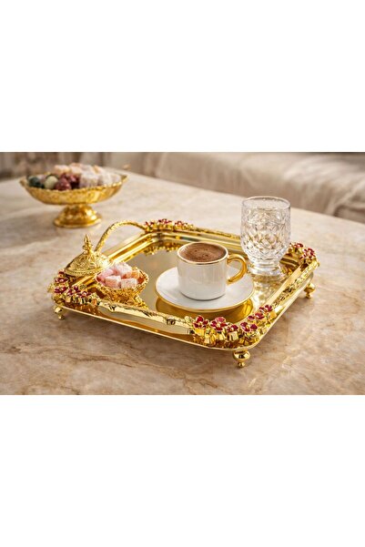 Turkco Tavă pentru promisiunea de logodnă aurie – Tavă de prezentare pentru c...