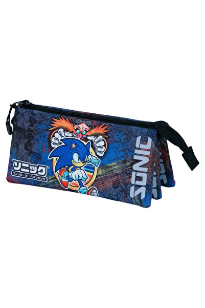 Sonic Pencil case with 3 compartments The Hedgehog Checkpoint, 11x23x7 cm Nav...
