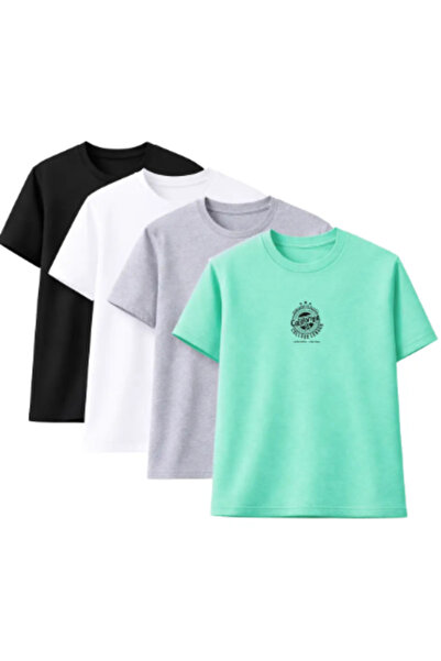 CLAYES Pachet de 4 unisex supradimensionat California cu imprimeu tricou – Ne...