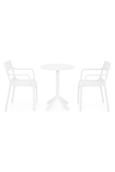 Maison Mex Set mobilier gradina/terasa 2 scaune si masa CIRCLE/CRUSOE, alb