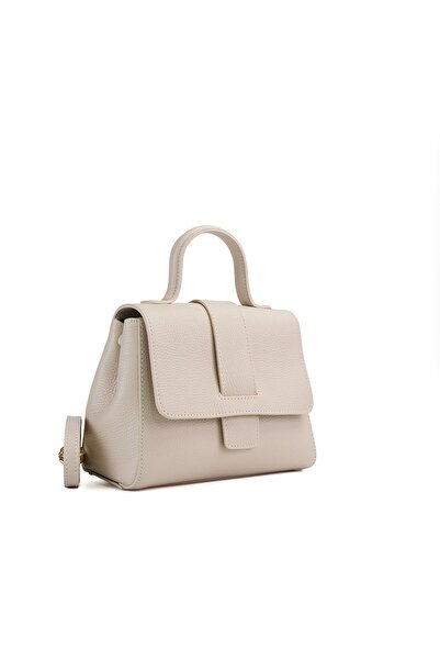 Posete Fagaras Olivia Leather Purse - Beige, Casual Bag Made of Genuine Leath...