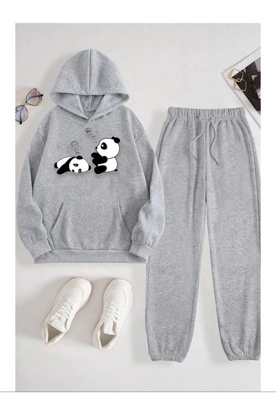 shams style Unisex Hooded Sweatshirt Top and Bottom Tracksuit Set