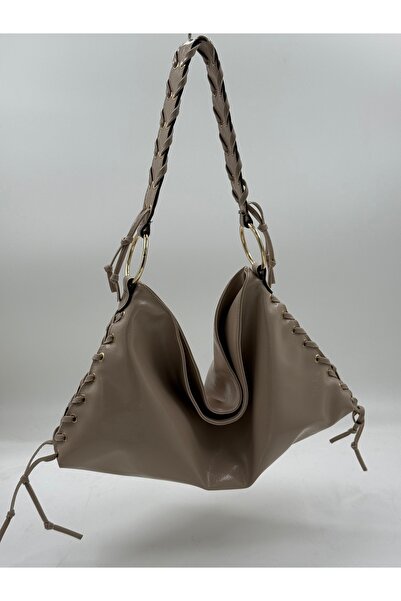 DMG Collection Paris Knitted Detail Wrinkled Leather Women Shoulder Bag