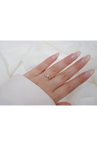 ATELİER TUĞBA Yzk308 Star Figured Stone Gold Adjustable Ring
