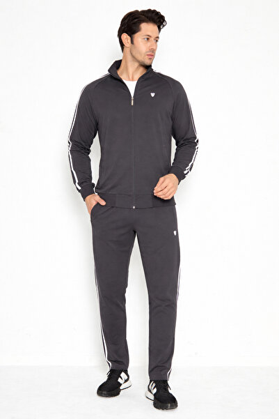 TRENDHİLL طقم بدلة رياضية رجالي مكون من قطن قطع باللون الدخاني 201550-F