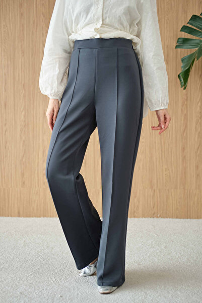 LOCCO Women's Piped Scuba Pants Smoked