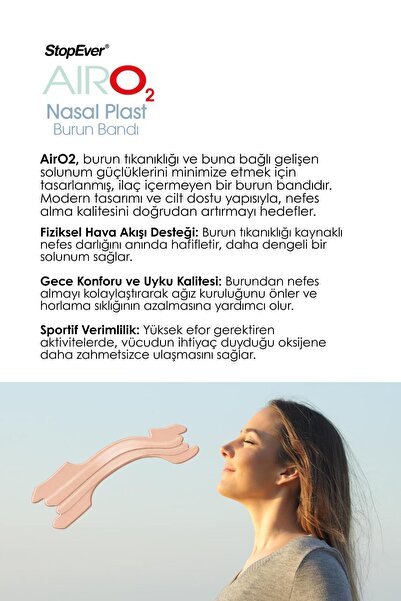 StopEver Air O2 Nasal Plast Burun Bandı 10'lu