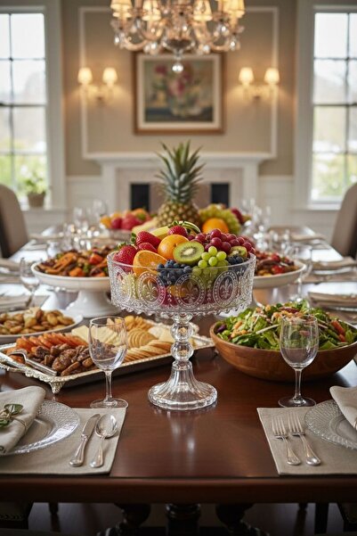 Bereketli Store Alegre Fleur de Lis Vintage Ayaklı Sunumluk – Kristal Detaylı...