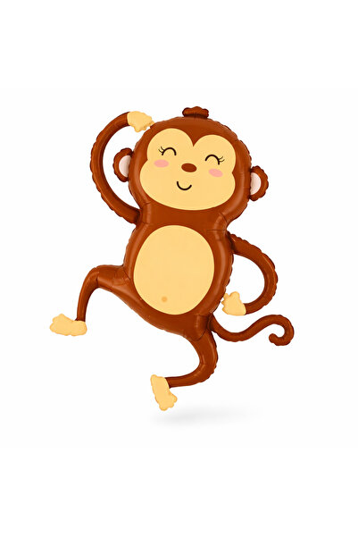 Parti dolabı Cute Monkey Foil Balloon, Safari Themed Jungle Animals Kids Birt...