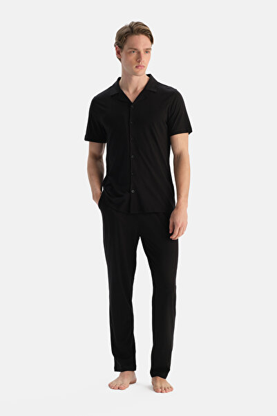 Dagi Black Short Sleeve Shirt Pants Set