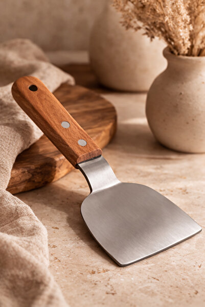 DİVAYS Wooden Strappy Stainless Steel Spatula 24 cm – Multi-Purpose Kitchen S...