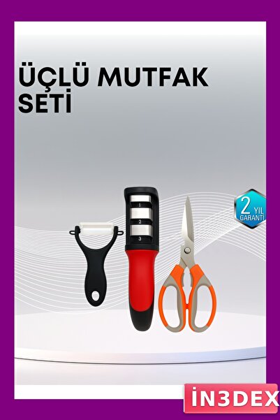 İN3DEX 3-Piece Kitchen Scissors Set with Sharpener and Peeler