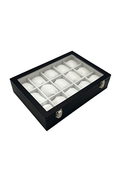 Empressco Γυάλινο Κάλυμμα Μαύρα Εσωτερικά Διαμερίσματα Λευκό Κουτί Ρολογιού 1...