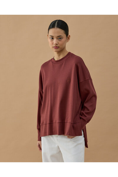 Aybikestil Penye İnterlok Fresh Yırtmaçlı Bluz Terra Cotta