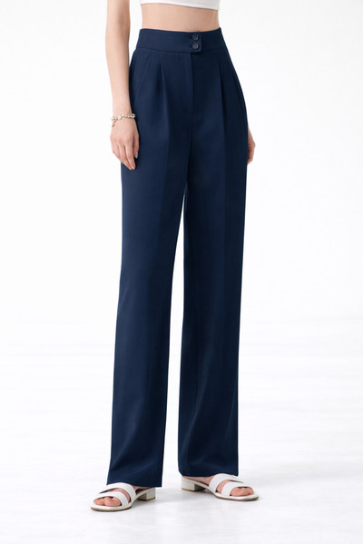 Generic Brand High Waist Crepe Palazzo Pants – Wide-Leg , Flowy Textured , Office & Casual Stylish