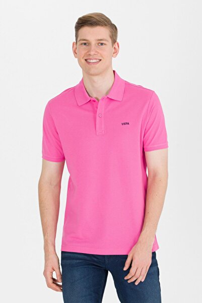 U.S. Polo Assn. Men's Regular Fit Polo Collar Pink Basic T-Shirt 50306007-Vr041