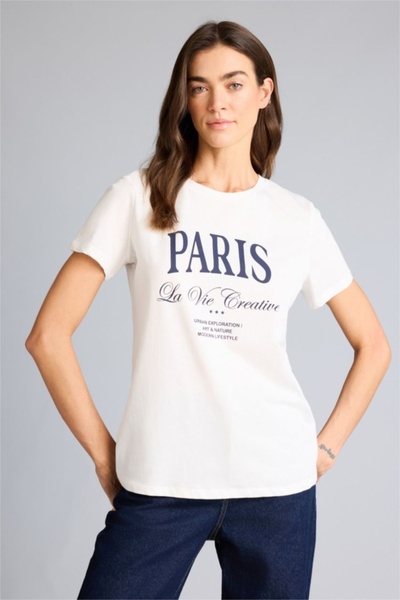 DeFacto Tricou de damă H1410AX/ER105 ECRU