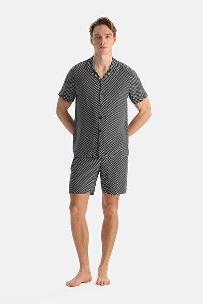 Dagi Multicolor Patterned Viscose Woven Shirt Shorts Set