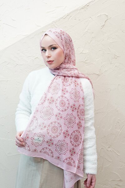 efdal şal eşarp Sun Geometric Pattern Aqua Cotton Shawl